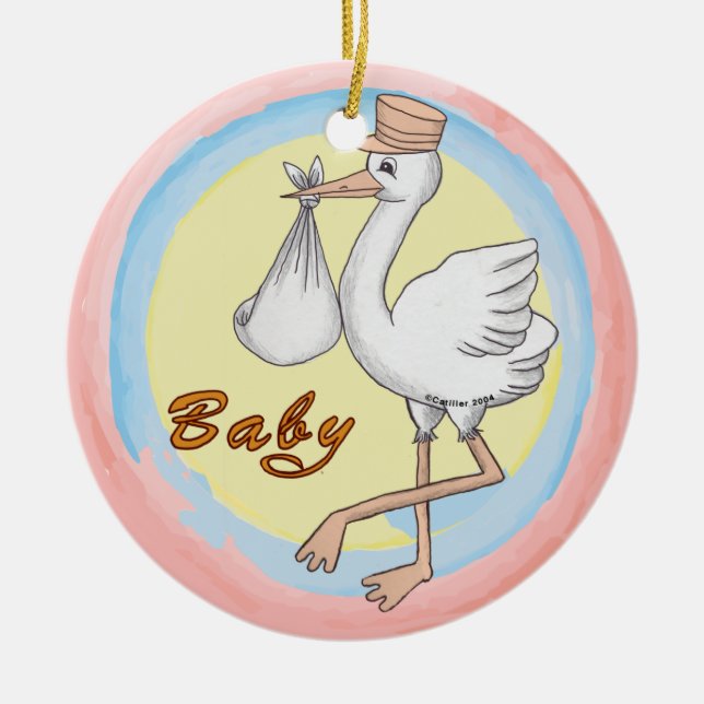 Special Delivery Baby Ceramic Ornament (Front)