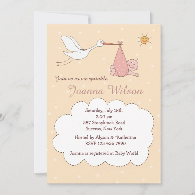 Special Delivery Baby Girl Sprinkle Invitations (Front)
