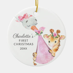 Special Delivery Baby's First Christmas Giraffe Ceramic Ornament