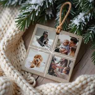 Special Delivery Christmas 4 Photos Postage Parcel Ceramic Ornament