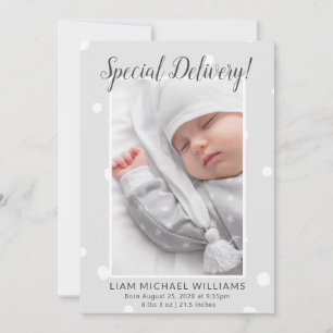 Special Delivery Cute Photo Birth Announcement
