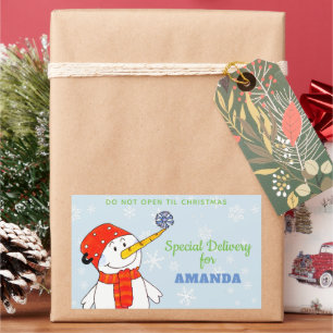 Special Delivery Cute Snowman Christmas Gifts Rectangular Sticker
