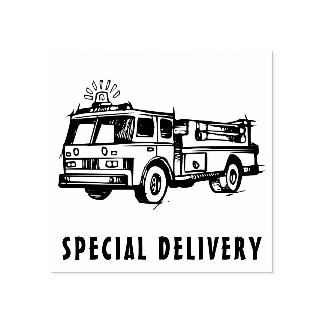special delivery Fire Engine Rubber Stamp (Imprint)