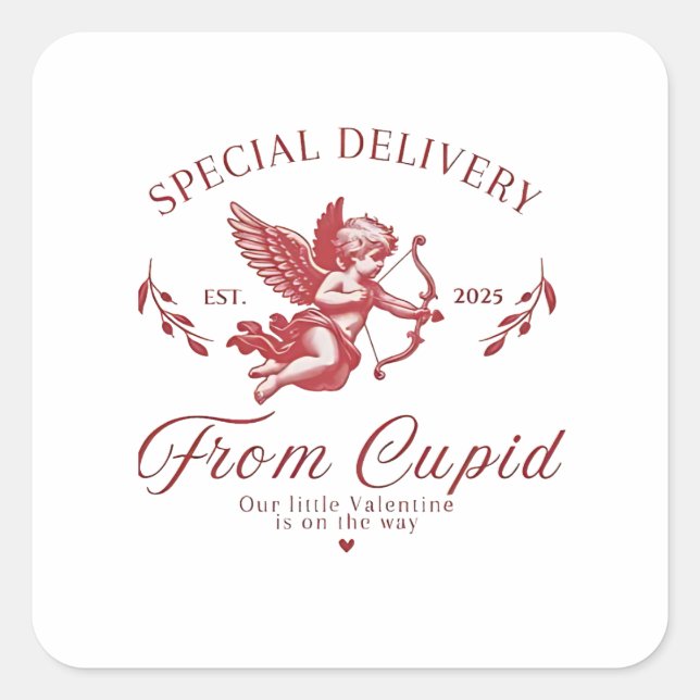 Special Delivery from Cupid Valentine Pregnant Mum Square Sticker (Front)