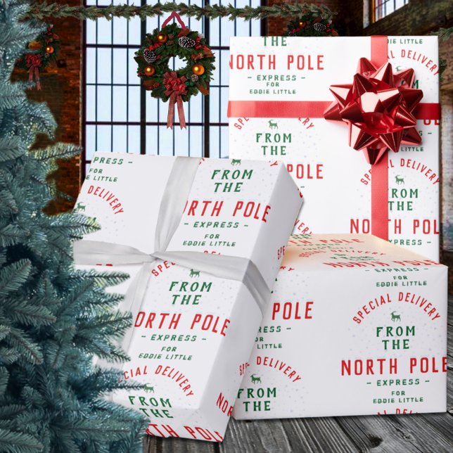Special Delivery From North Pole Add Name Wrapping Paper (Special Delivery From North Pole Add Name Wrapping Pape)