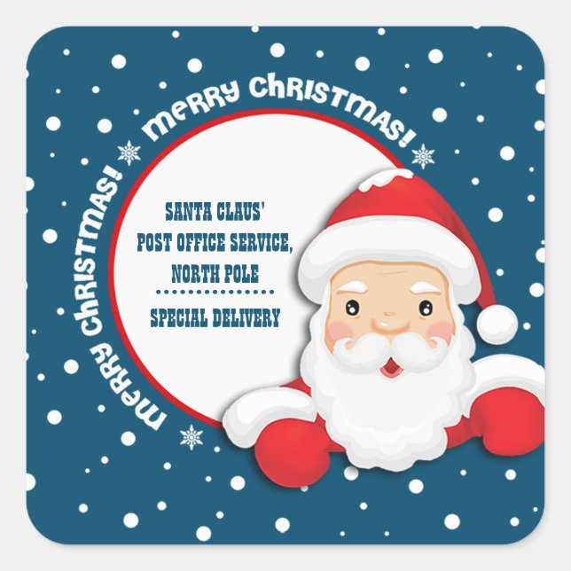 Special Delivery from North Pole Christmas Square Sticker (Front)