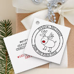 Special Delivery from North Pole Custom Santa Favour Tags<br><div class="desc">Personalised Christmas gift tags for kids. The template is set up for you to add name(s) and christmas wishes to the back of the gift tag - the sample wording reads "merry christmas [your name] with love from Santa". This stamp style design features a doodle drawing of a red nosed...</div>