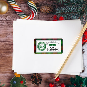 Special delivery from santa Christmas gift tartan Label