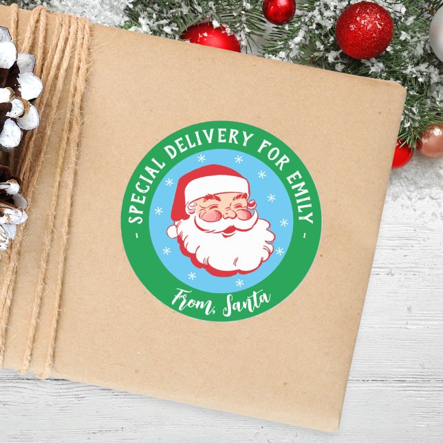 Special Delivery From Santa Kids Christmas  Classi Classic Round Sticker (Creator Uploaded)