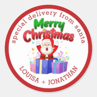 Special Delivery From Santa Red Christmas  Classic Round Sticker