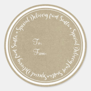 Special Delivery from Santa Rustic Kraft Christmas Classic Round Sticker