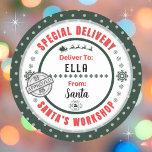 Special Delivery from Santa to Child Gift Tag<br><div class="desc">*** Recommend the 3" stickers for this adorable and cute To and From special delivery from Santa gift sticker label. It's also easier to write on the Matte finish.*** Make your Christmas gifts stand out with these fun colourful & personalised sticker labels. The design features a Special Delivery theme from...</div>