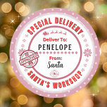 Special Delivery from Santa to Child Gift Tag<br><div class="desc">*** Recommend the 3" stickers for this adorable and cute To and From special delivery from Santa gift sticker tag. It's also easier to write on the Matte finish.*** Make your Christmas gifts stand out with these fun colourful & personalised sticker labels. The design features a Special Delivery theme from...</div>