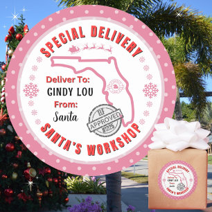 Special Delivery from Santa to Child in Florida Classic Round Sticker