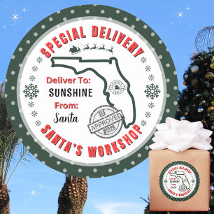 Special Delivery from Santa to Child in Florida Classic Round Sticker