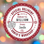 Special Delivery from Santa to Child Present Label<br><div class="desc">*** Recommend the 3" stickers for this adorable and cute To and From special delivery from Santa gift sticker tag. It's also easier to write on the Matte finish.*** Make your Christmas gifts stand out with these fun colourful & personalised sticker labels. The design features a Special Delivery theme from...</div>