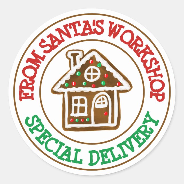Special delivery from Santa's Noth Pole workshop Classic Round Sticker (Front)