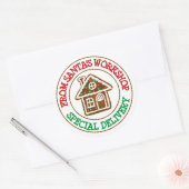 Special delivery from Santa's Noth Pole workshop Classic Round Sticker (Envelope)