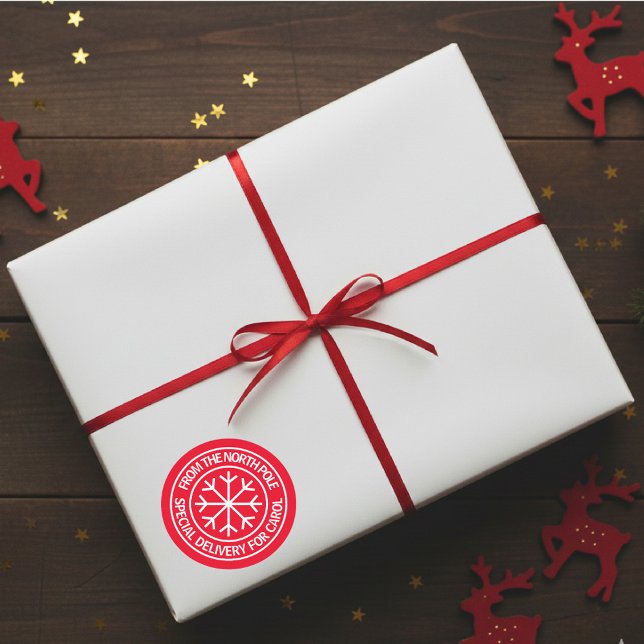 Special delivery from the North Pole Christmas Classic Round Sticker (From the Northpole Christmas gift sticker)