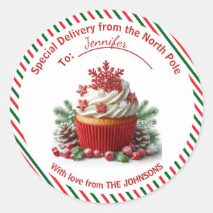 Special Delivery from the North Pole Cupcake Classic Round Sticker