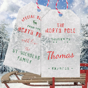 Special Delivery From The North Pole Custom Name Gift Tags