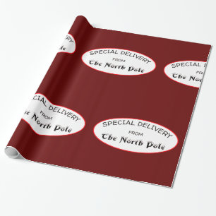 Special Delivery from The North Pole Dark Red Wrapping Paper