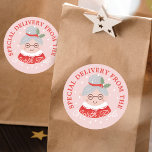 Special Delivery From The North Pole Mrs. Claus Classic Round Sticker<br><div class="desc">Cute special delivery from the North Pole Christmas sticker design. We've illustrated this cute Mrs. Claus sticker. The perfect touch to add to your holiday gifts. Designed by Moodthology Papery</div>