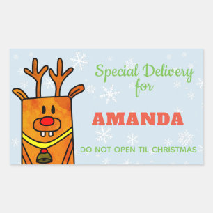 Special Delivery - Funny Reindeer Christmas Rectangular Sticker