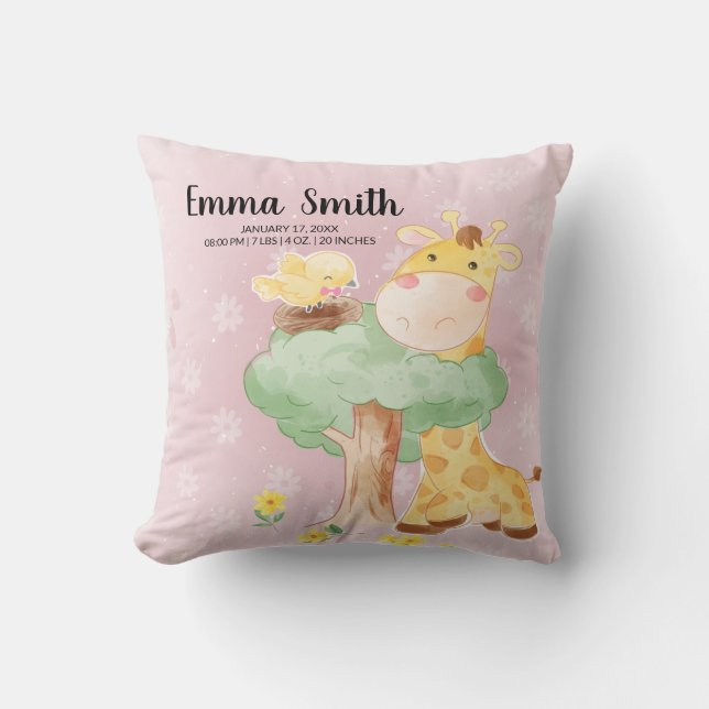 Special Delivery Giraffe Baby Shower Throw Pillow (Front)