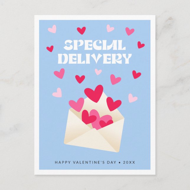 Special delivery Hearts Envelope Valentine's Day Postcard (Front)