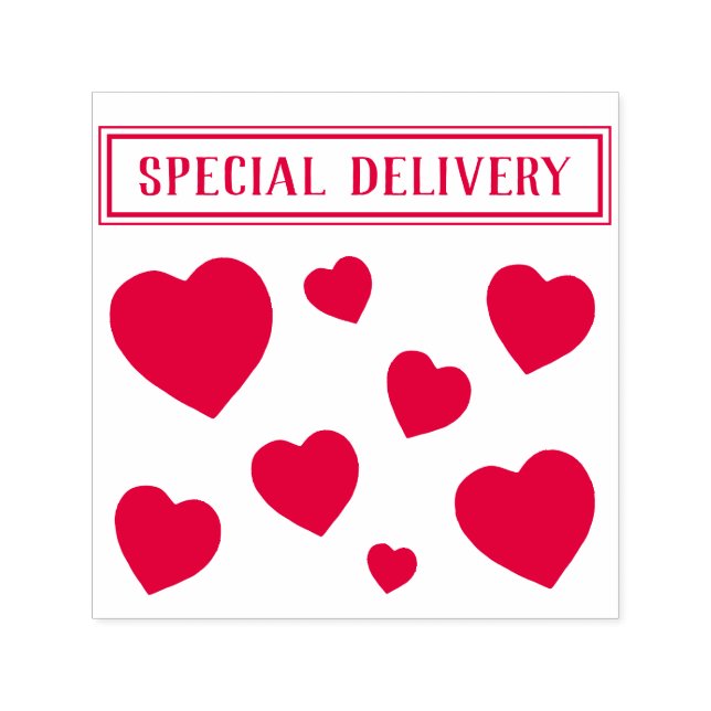 Special Delivery Hearts Valentine's Day Love Retro Self-inking Stamp (Design)