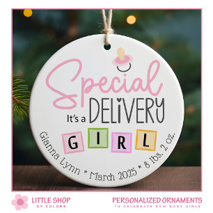 Special Delivery It’s a Girl Photo Ceramic Ornament