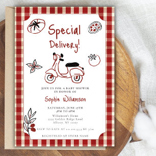 Special Delivery Italian Food Red Baby Shower  Invitation