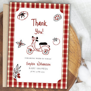 Special Delivery Italian Food Red Baby Shower Thank You Card