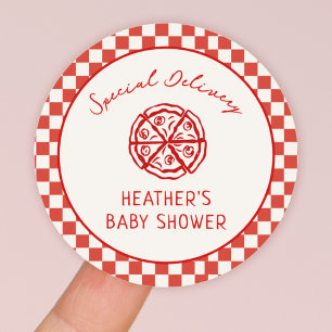 Special Delivery Italian Pizza Baby Shower Favour Classic Round Sticker