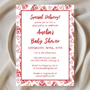 Special Delivery Italian Pizza Party Baby Shower Invitation