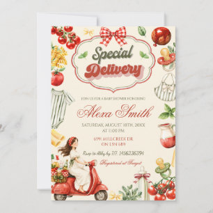 Special Delivery Italian Theme Baby Shower Invitation