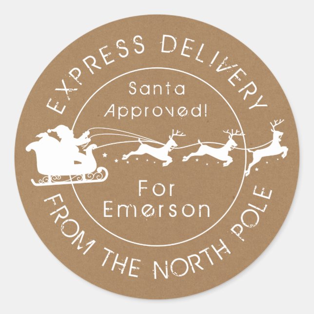 Special Delivery North Pole Santa Approved Classic Round Sticker (Front)