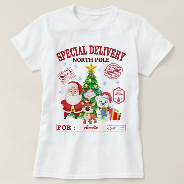 Special Delivery North Pole Santa Claus  T-Shirt (Design Front)