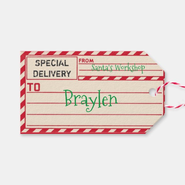 Special Delivery Personalised Gift Tag (Front (Horizontal))