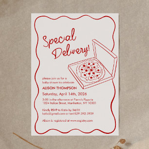 Special Delivery Pizza Baby Shower Invitation