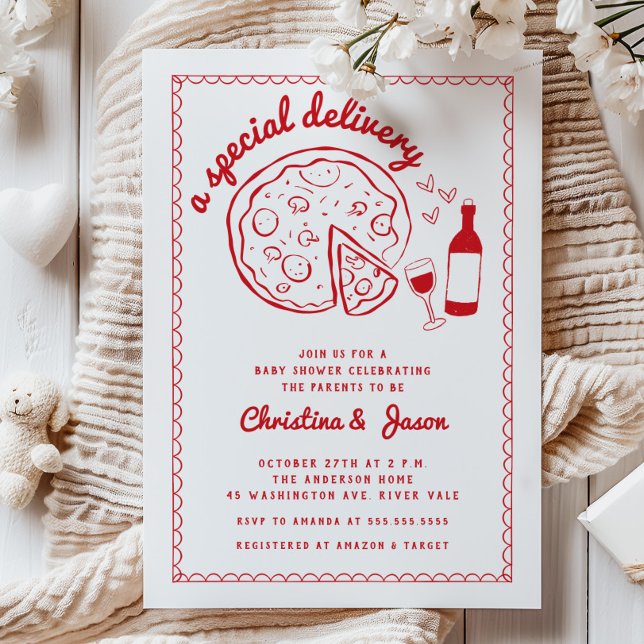 Special Delivery Pizza Baby Shower  Invitation (Creator Uploaded)