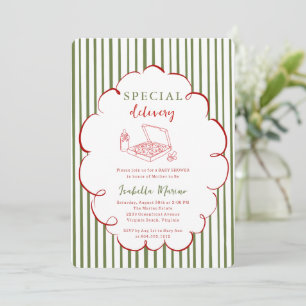 Special Delivery Pizza Baby Shower Invitation