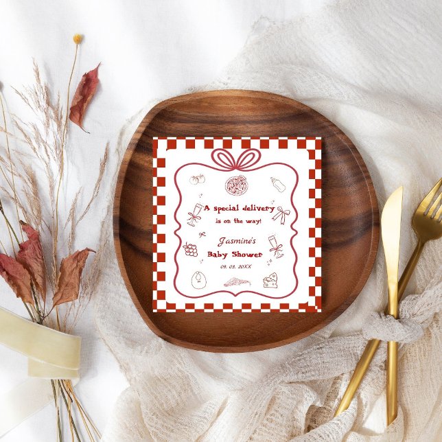 Special Delivery Pizza Baby Shower Party Napkin (Creator Uploaded)