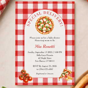 Special Delivery Pizza Italian Baby Shower  Invitation