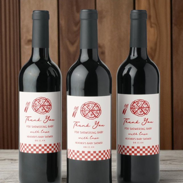 Special Delivery Pizza Themed Baby Shower  Wine Label (Creator Uploaded)