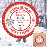 Special Delivery Santa to Child Bright Red Label