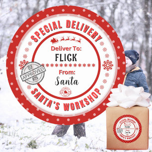 Special Delivery Santa to Child Bright Red Label