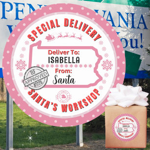 Special Delivery Santa to Child in Pennsylvania Classic Round Sticker