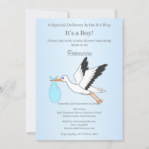 Special Delivery Stork Baby Boy Baby Shower Invitation